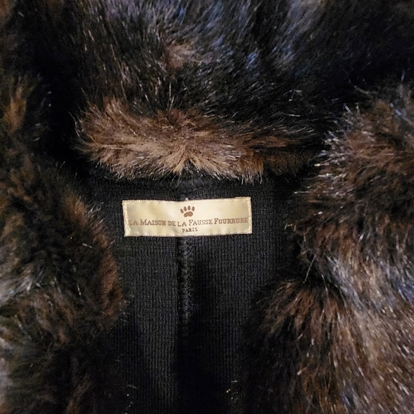 La maison de la fausse fourrure black wool fur Button Up Glam cardigan S - Picture 9 of 14